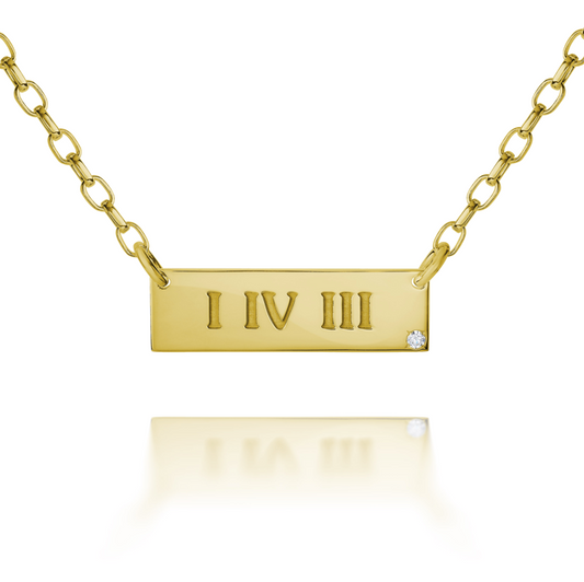 I IV III Bar Necklace - Gold Vermeil